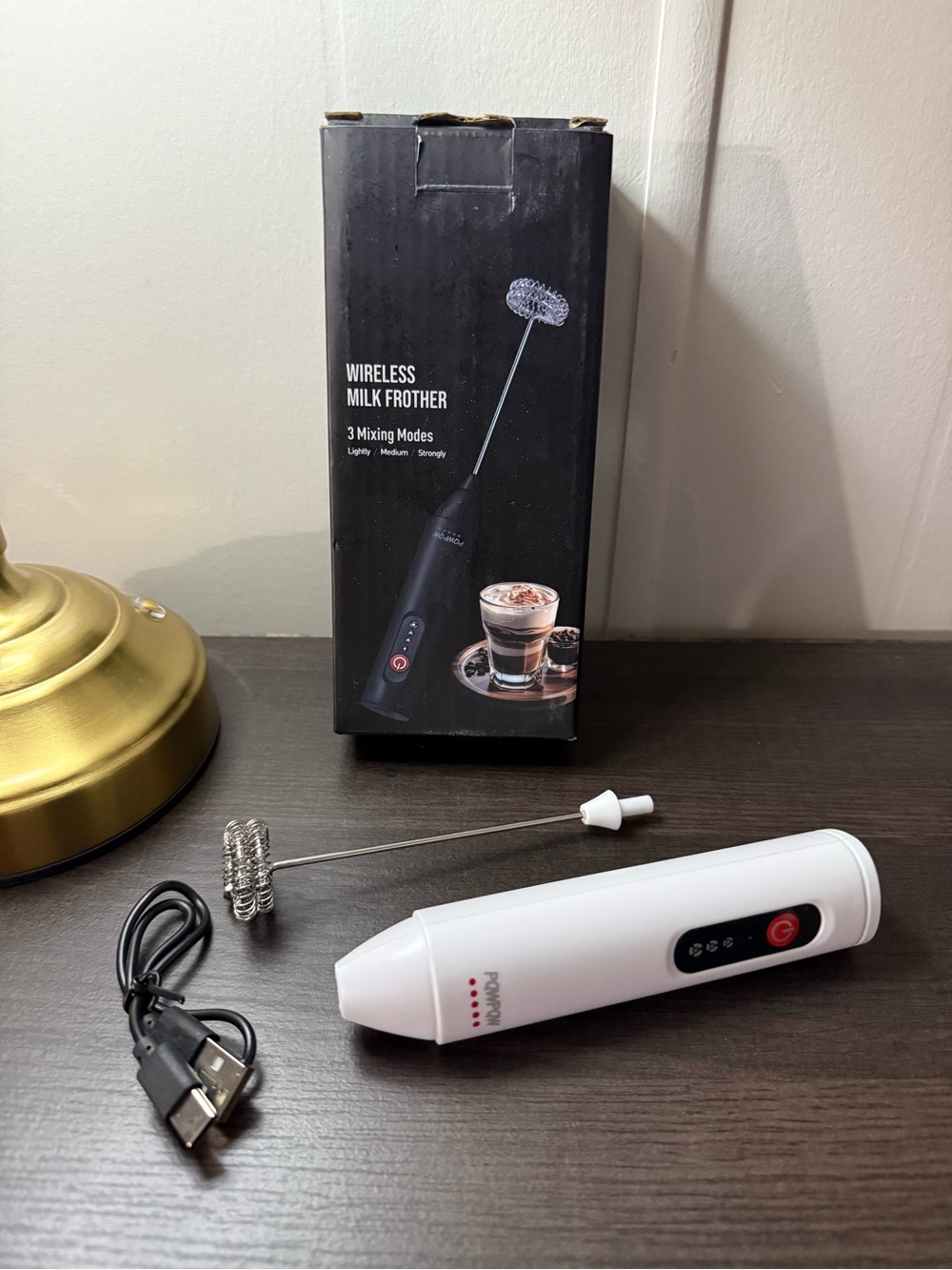 Wireless Milk Frother Handheld Mixer - White